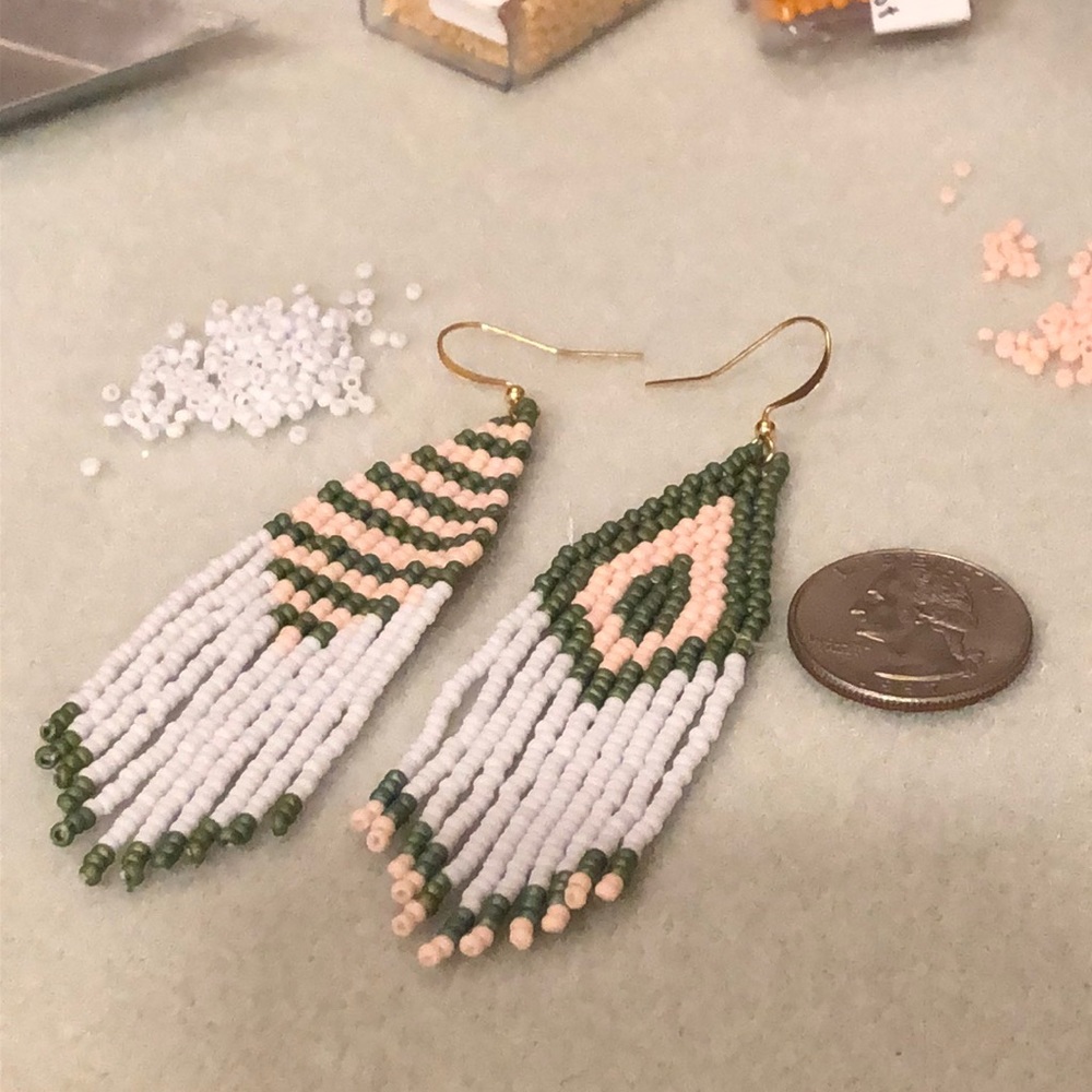 Handmade beaded fringe earrings